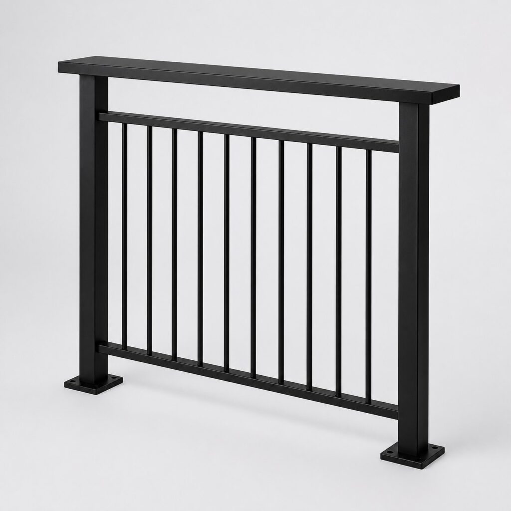 Garde-corps de balcon à barreaudage fin et finition noir mat