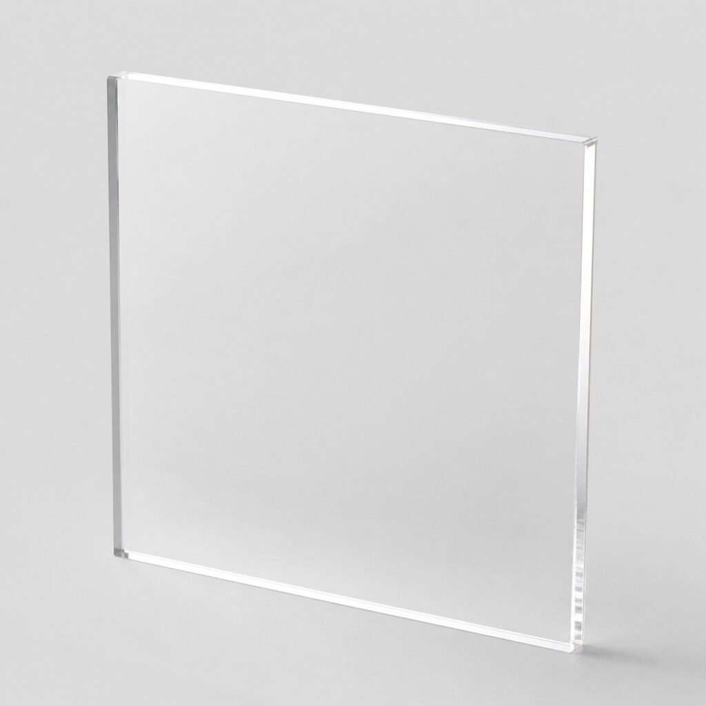 Plaque de polycarbonate transparente incolore sur fond gris clair