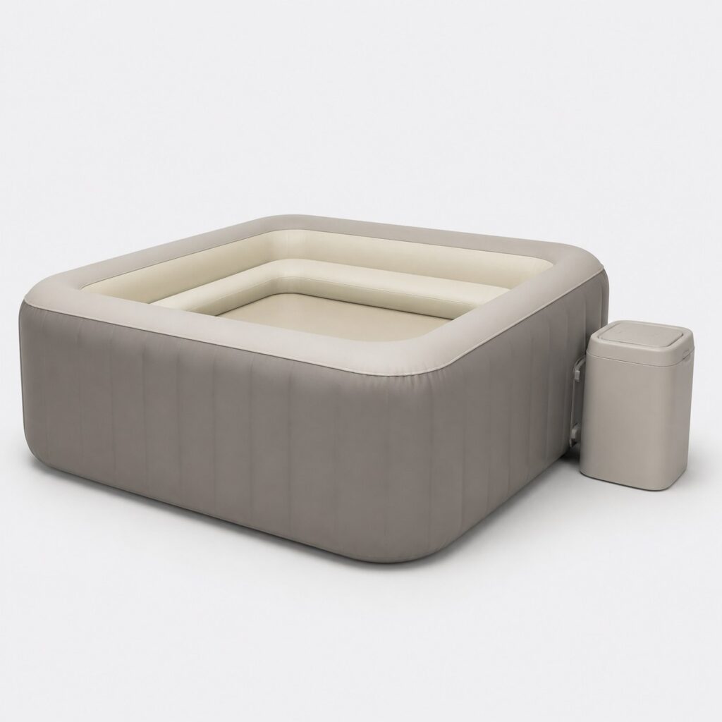 Spa gonflable à quatre côtés égaux gris beige sur fond gris clair