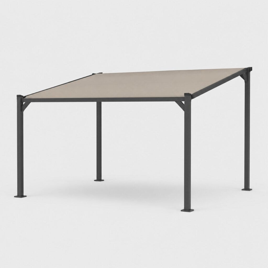 Store banne autoportant sur pied sur fond gris clair