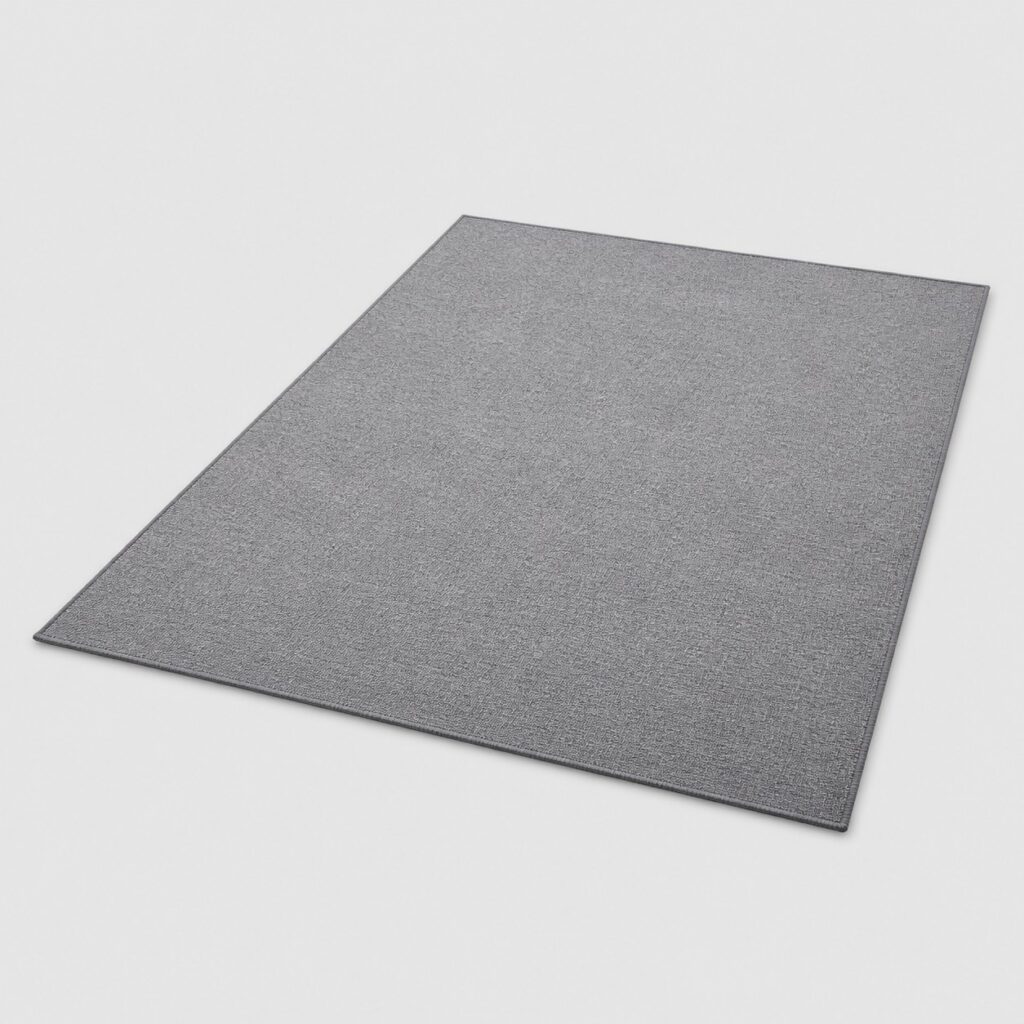 Grand tapis de chambre gris chiné à tissage dense et plat