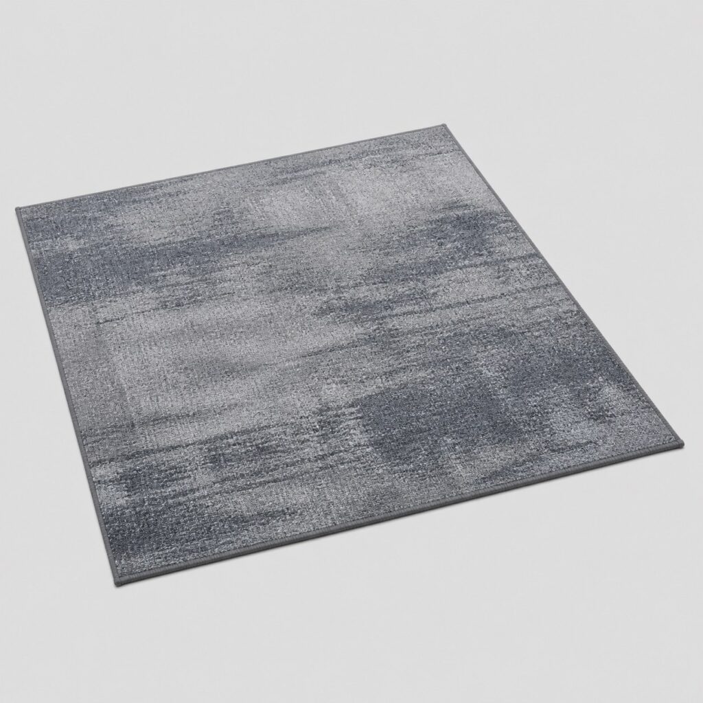 Tapis de chambre bleu ardoise et gris à poils ras très denses