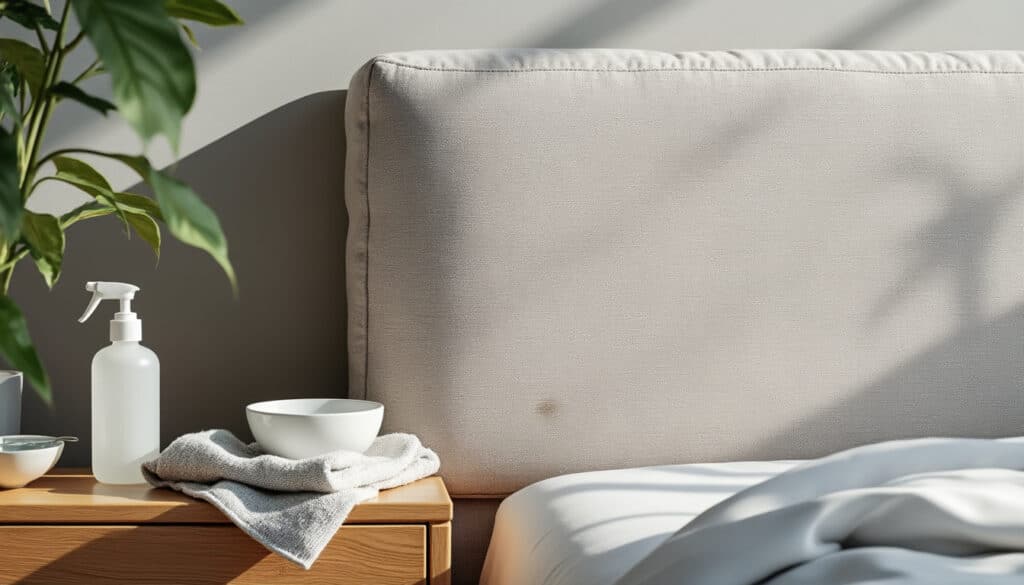 Tête de lit en tissu : entretien, taches et déhoussage